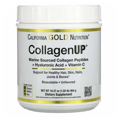 Колаген UP морські колагенові пептиди гіалуронова кислота вітамін C без запаху California Gold Nutrition 464 г фото №1
