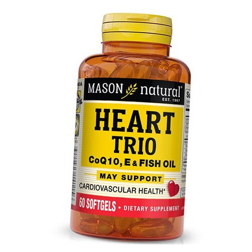 Коензим Q10 з вітаміном Е та риб'ячим жиром Mason Natural Heart Trio CoQ10 Vitamin E & Fish Oil 60гелкапс фото №1