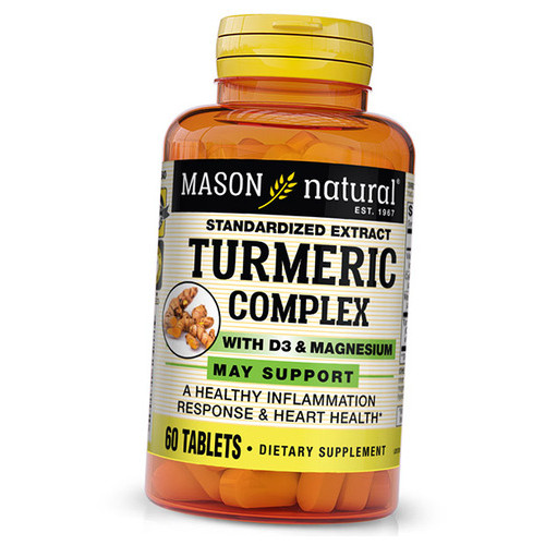 Комплекс куркуми з вітаміном Д3 та магнієм Mason Natural Turmeric Complex With Vitamin D 3 & Magnesium 60таб (71529024) фото №1