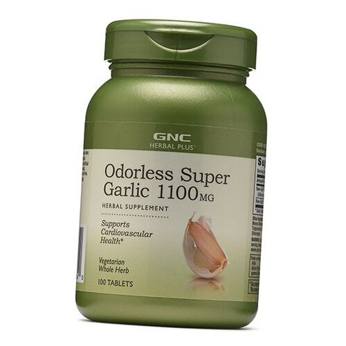 Часник без запаху GNC Herbal Plus Odorless Super Garlic 1100 100таб (71120029) фото №1