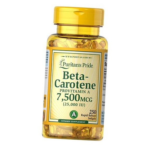 Вітаміни Puritans Pride Beta-Carotene 25000 250 гелкапс (72367035) фото №1