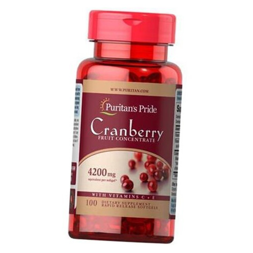 Екстракт журавлини Puritans Pride Cranberry with Vitamin C&E 4200 100 гелкапс (71367077) фото №1