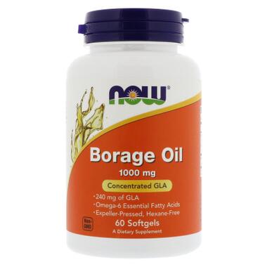 Трави Now Foods Олія огірника Borage Oil 1000 мг 60 м'яких желатинових ка (NOW-01720) фото №1