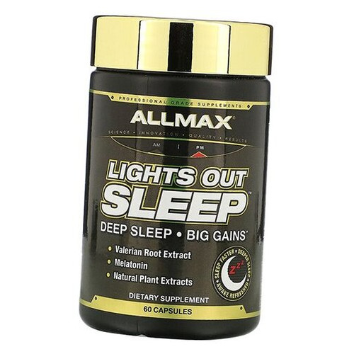 Міцний нічний сон Allmax Nutrition Мелатонін ГАМК і Корінь валеріани Lights Out Sleep 60капс (71134003) фото №1