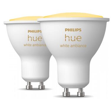 Лампа розумна Philips Hue GU10 5W(50Вт) 2200K-6500K Tunable white ZigBee Bluetooth димірування 2шт (929001953310) фото №2