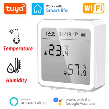 Розумний Wi-fi термометр-гігрометр кімнатний з датчиком температури та вологості білий WiFi Tuya - 901864 фото №3