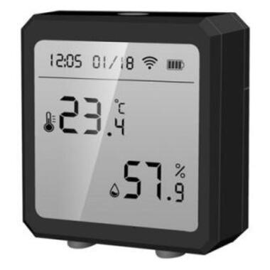 Розумний Wi-fi термометр-гігрометр кімнатний з датчиком температури та вологості чорний WiFi Tuya - 9018641 фото №1