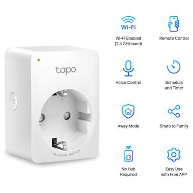 Умная розетка TP-Link Tapo P100M N300 BT 10A (TAPO-P100M) фото №6
