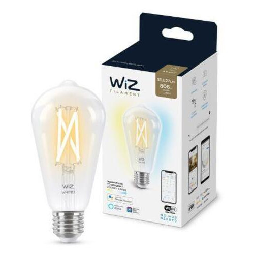 Розумна лампа WiZ E27 7W (60W 806Lm) ST64 2700-6500K філаментна Wi-Fi (929003018601) фото №1