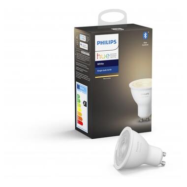 Розумна лампа Philips Hue GU10 5.2W(57Вт) 2700K White Bluetooth димована (929001953505) фото №3