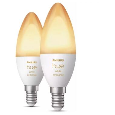 Лампа розумна Philips Hue E14 5.2W(40Вт) 2200K-6500K Tunable white ZigBee Bluetooth димування 2шт (929002294404) фото №1