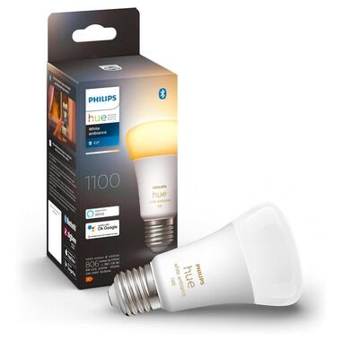 Лампа розумна Philips Hue E27 11W(60Вт) 2200K-6500K Tunable white ZigBee Bluetooth димування (929002468401) фото №1