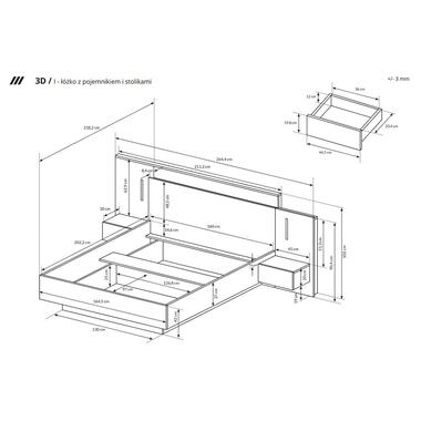 Ліжко Laski з підйомним механізмом 3D B 160 (56143) фото №2