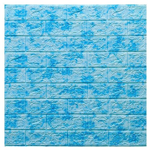 Декоративна 3D панель самоклейка під цеглу Блакитний мармур 700x770x5мм (065) Sticker Wall (SW-00000033) фото №1