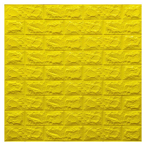 Декоративна 3D панель самоклейка під цеглу Жовта 700x770x7мм (010-7) Sticker Wall (SW-00000049) фото №1