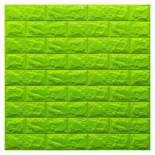 Декоративна 3D панель самоклейка під цеглу Зелена 700x770x7мм (013-7) Sticker Wall (SW-00000051) фото №1