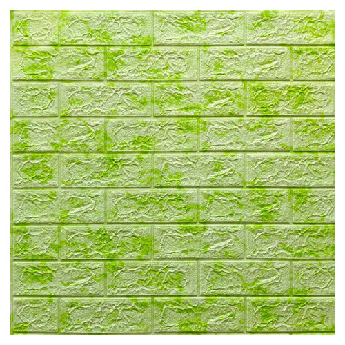 Декоративна 3D панель самоклейка під цеглу Зелений мармур 700x770x5мм (064) Sticker Wall (SW-00000034) фото №1
