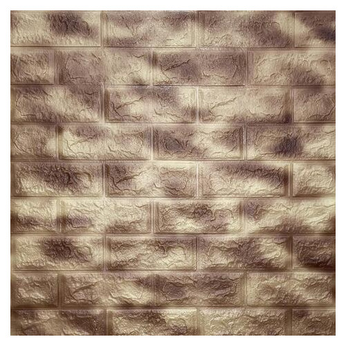 Декоративна 3D панель самоклейка під цеглу Коричнева із золотом Мармур 700x770x5мм (361) Sticker Wall (SW-00000637) фото №1