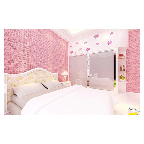 Декоративна 3D панель самоклейка під цеглу Рожевий 700х770х5мм (004-5) Sticker Wall (SW-00000143) фото №2