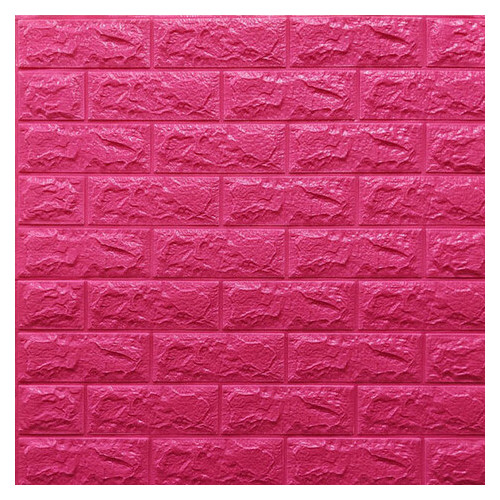 Декоративна 3D панель самоклейка під цеглу Темно-рожевий 700x770x7мм (006-7) Sticker Wall (SW-00000061) фото №1