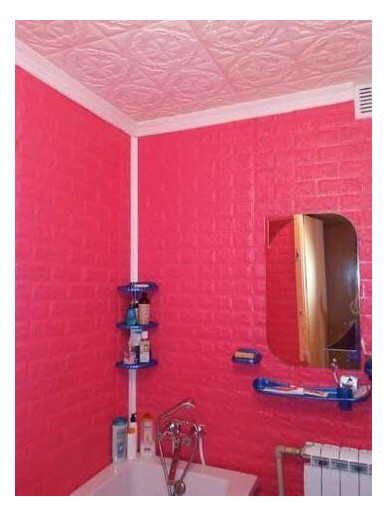 Декоративна 3D панель самоклейка під цеглу Темно-рожевий 700x770x7мм (006-7) Sticker Wall (SW-00000061) фото №2