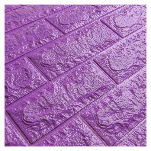 Декоративна 3D панель самоклейка під цеглу Фіолетова 700x770x7мм (016-7) Sticker Wall (SW-00000062) фото №2