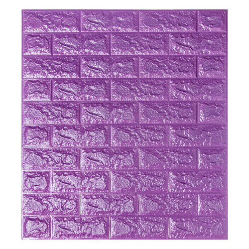 Декоративна 3D панель самоклейка під цеглу Фіолетова 700x770x7мм (016-7) Sticker Wall (SW-00000062) фото №1