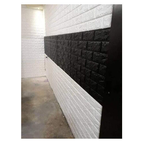 Декоративна 3D панель самоклейка під цеглу Чорна 700x770x5мм (019-5) Sticker Wall (SW-00000151) фото №4