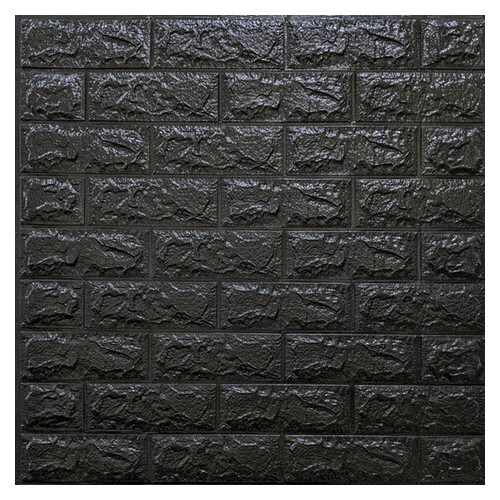 Декоративна 3D панель самоклейка під цеглу Чорна 700x770x7мм (019-7) Sticker Wall (SW-00000063) фото №1