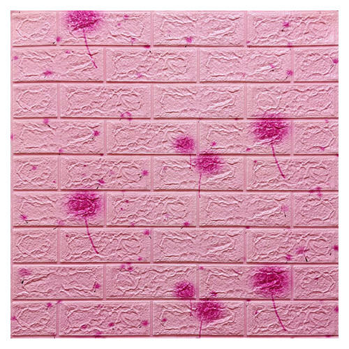 Декоративна 3D панель самоклейка під світло-рожеву цеглу Кульбаби 700x770x5мм (022) Sticker Wall (SW-00000023) фото №1
