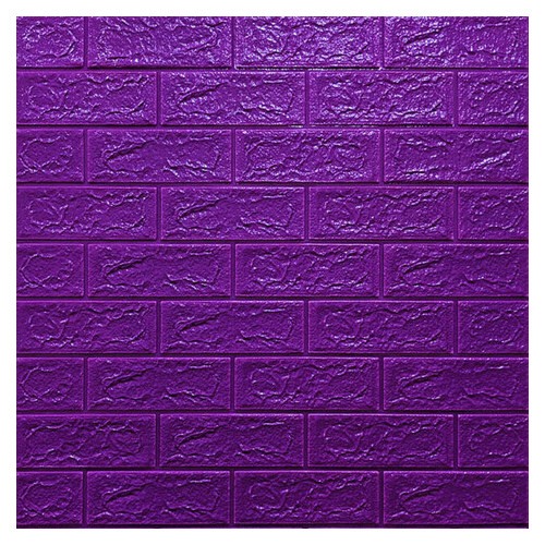 Самоклеюча декоративна 3D панель Цегла Фіолетова 700x770x5мм (016-5) Sticker Wall (SW-00000150) фото №1