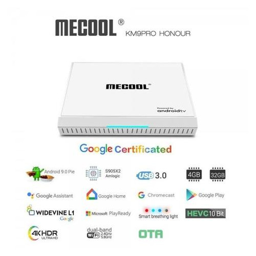 HD медиаплеер Mecool KM9 Pro Honour Android TV (S905X2/4GB/32GB) google certificate White фото №3