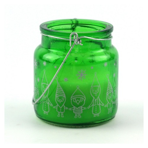 Свічка у скляній підставці, зелена фото №2