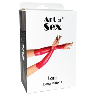 Вінілові міттинки Art of Sex - Lora довгі, размер M, колір чорний фото №4