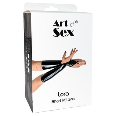 Вінілові міттинки Art of Sex - Lora короткі, размер L, колір чорний фото №4