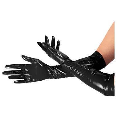 Глянсові вінілові рукавички Art of Sex - Lora, розмір L, колір Чорний фото №2