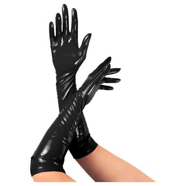 Глянсові вінілові рукавички Art of Sex - Lora, розмір L, колір Чорний фото №1