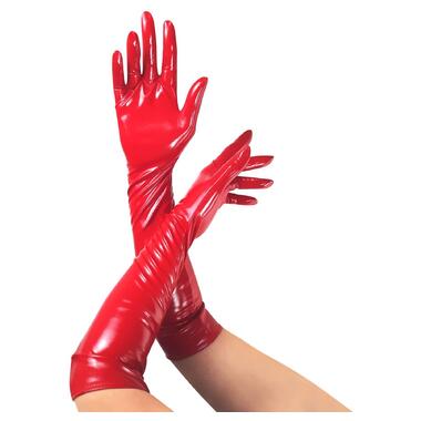 Глянсові вінілові рукавички Art of Sex - Lora, розмір M, колір Червоний фото №1