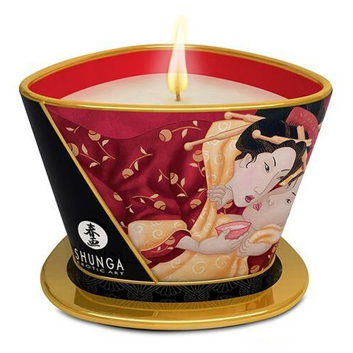 Масажна свічка Shunga Massage Candle Sparkling Strawberry Wine 170 мл фото №1