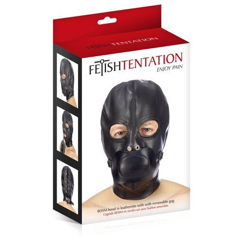 Капюшон з кляпом для БДСМ Fetish Tentation BDSM hood in leatherette фото №2