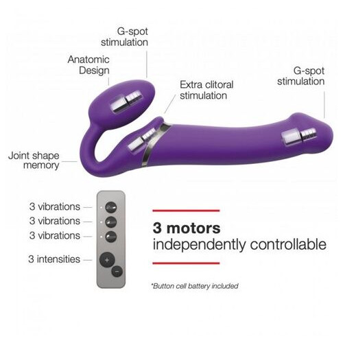 Безремневий страпон з вібрацією Strap-On-Me Vibrating Фіолетовий XL фото №5