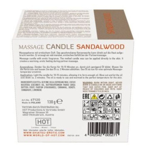 Свічка для масажу Hot SHIATSU Сандалове Дерево 130 мл фото №2