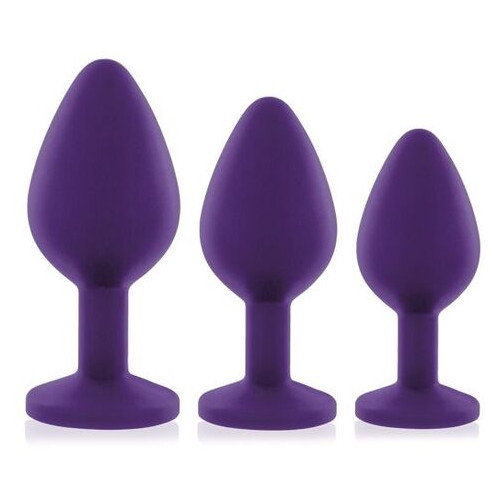 Набор анальных пробок с кристаллом Rianne S: Booty Plug Set Фиолетовый, диаметр 2,7см, 3,5см, 4,1см фото №6