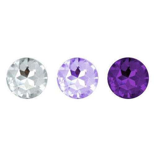 Набор анальных пробок с кристаллом Rianne S: Booty Plug Set Фиолетовый, диаметр 2,7см, 3,5см, 4,1см фото №2