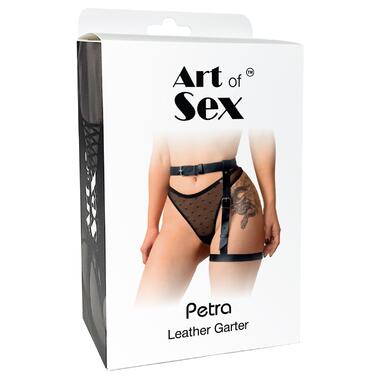 Гартер на ногу Art of Sex - Petra, натуральна шкіра, розмір XS-2XL, колір Чорний фото №3