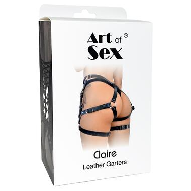 Гартери Art of Sex Claire, натуральна шкіра, розмір L-2XL, колір Червоний фото №3