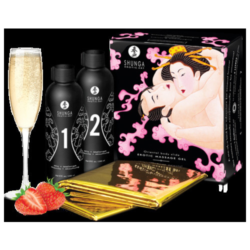 Гель для NURU масажу Shunga Oriental Body-to-Body Sparkling Strawberry Wine 2 x 225 мл фото №5