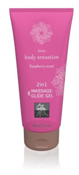 Лубрикант та масажне масло Hot 2 в 1 Massage-&; Glide gel 2in1 Raspberry scent, 200 мл фото №1
