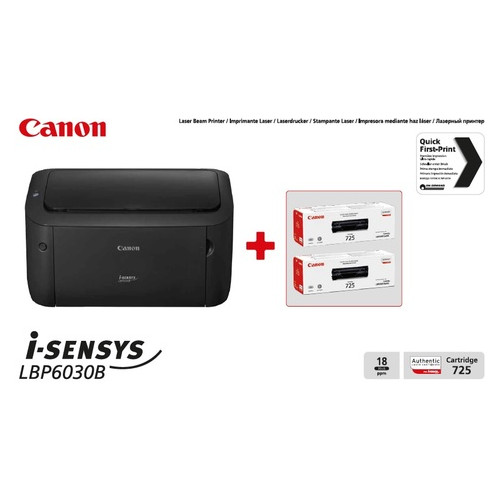 Принтер Canon i-Sensys LBP6030B (8468B042AA) 2 картриджа Canon 725 фото №1