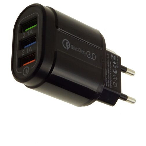 Зарядное устройство Supretto на 3 USB порта, Quick charge 3.0 (5988) фото №2